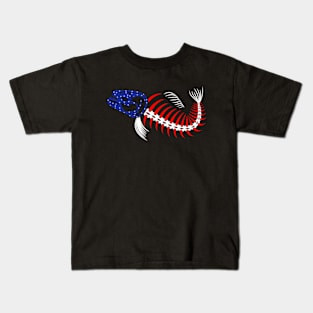 Usa Flag with Fishing Skull Kids T-Shirt